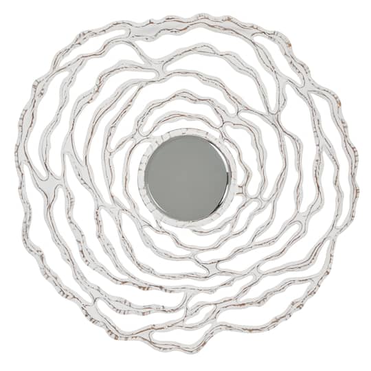 45" White Coastal Wood Wall Mirror